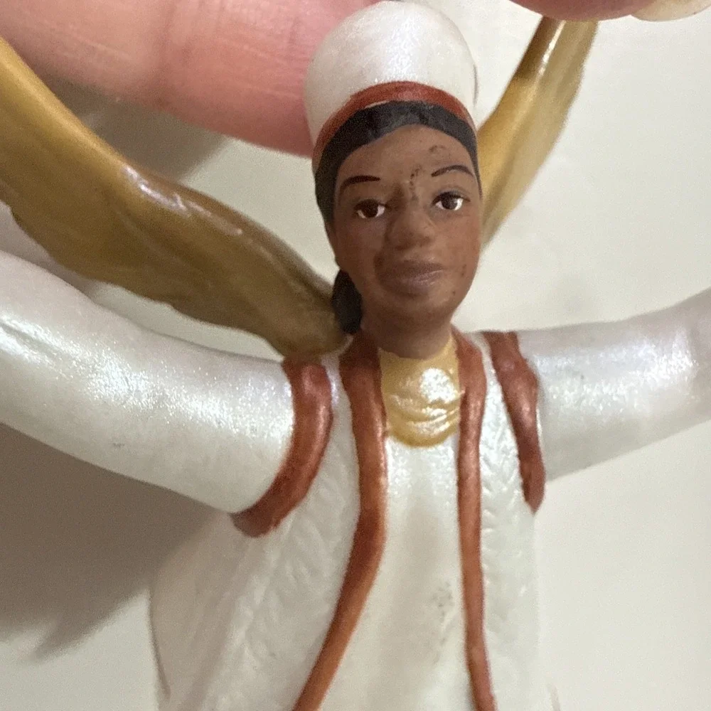 Vintage 2001 Hallmark Keepsake Graceful Black Angel Bell Porcelain Ornament